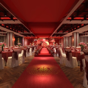 中式酒店宴会厅3D模型下载